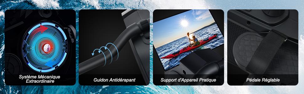 Rameur Magnetique Resistance a 8 Niveaux Pliable 2 Roues Flexibles Rail Coulissant en Aluminium Ecran LCD Support d'Appareil