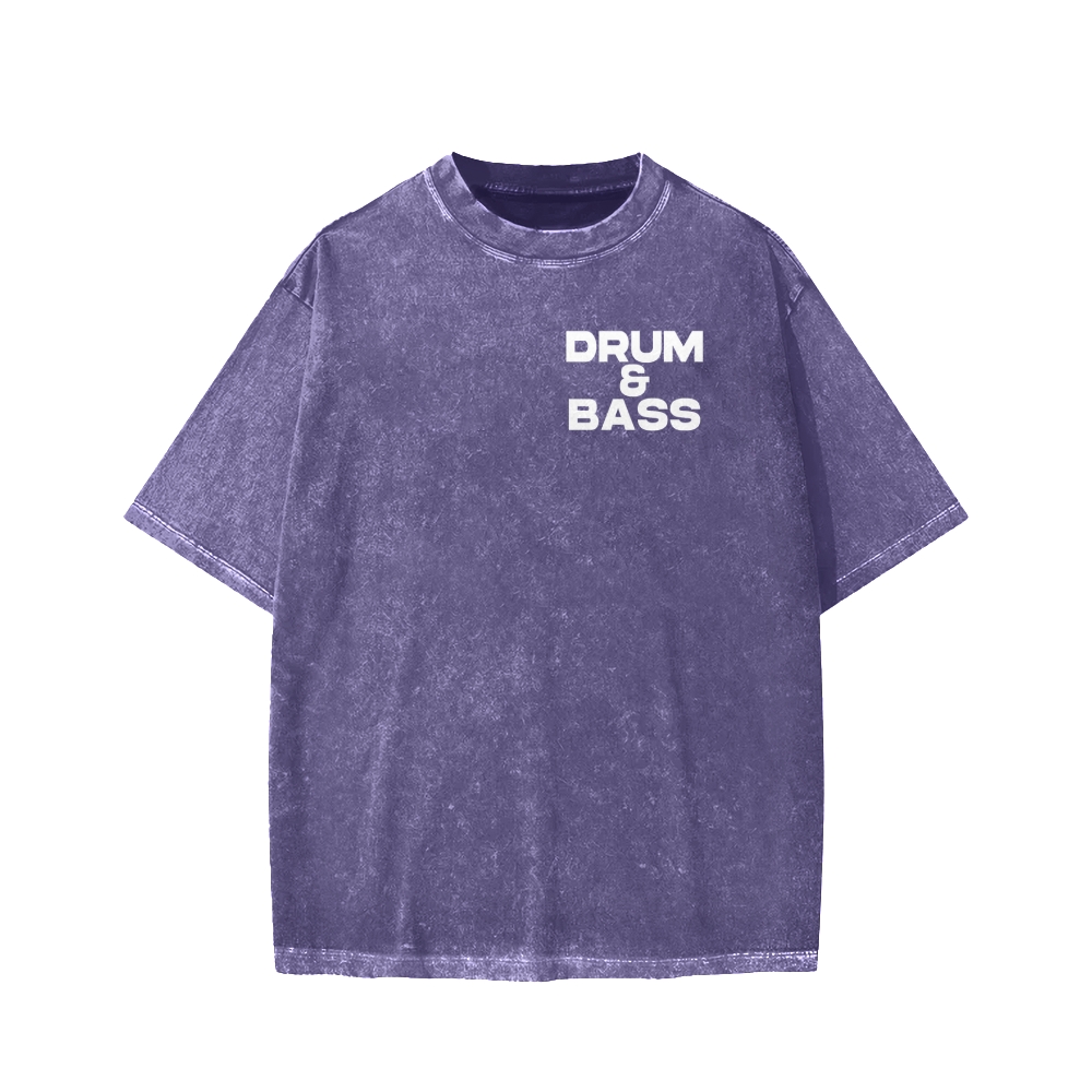 Drum & Bass Front And Back Printing  Washed T-shirt