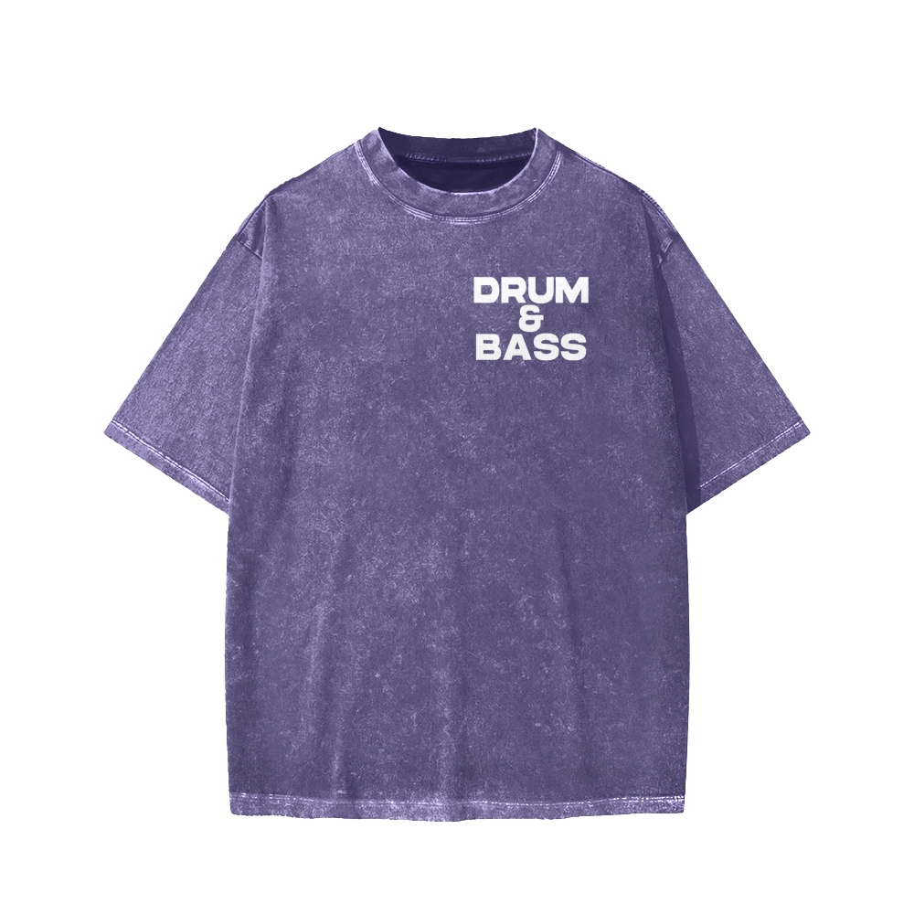 Drum & Bass Front And Back Printing  Washed T-shirt