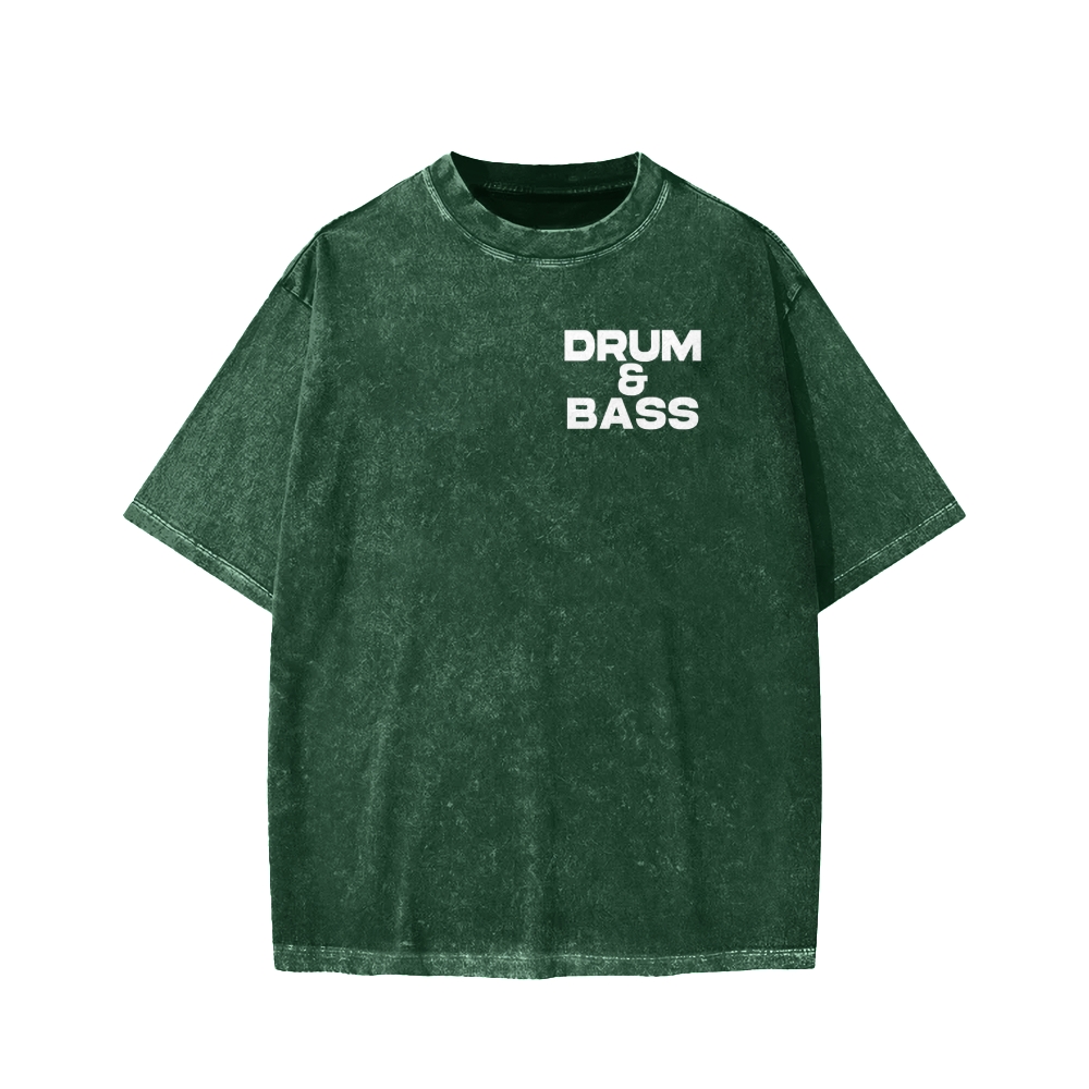 Drum & Bass Front And Back Printing  Washed T-shirt