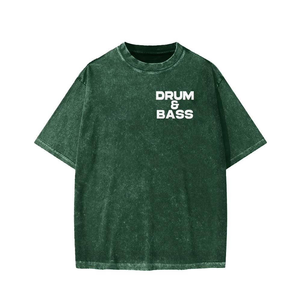 Drum & Bass Front And Back Printing  Washed T-shirt