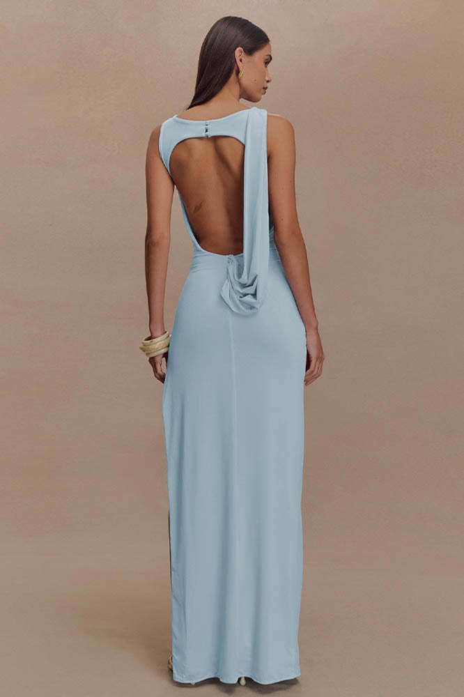 Serene Trace Backless Midi Dress