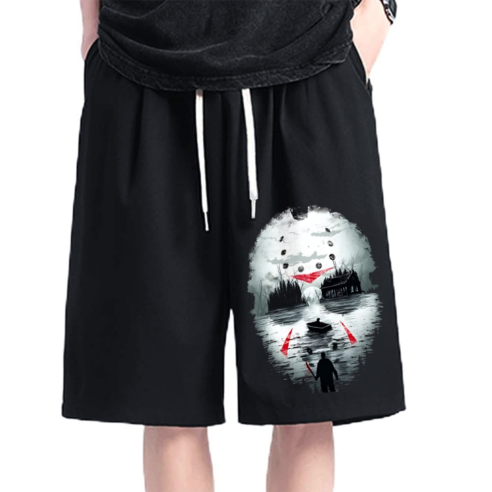 Killer Baseball Musk Japanese Ink Painting Cotton Casual Shorts