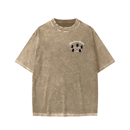 Bring All The Food Front And Back Printing Washed T-shirt