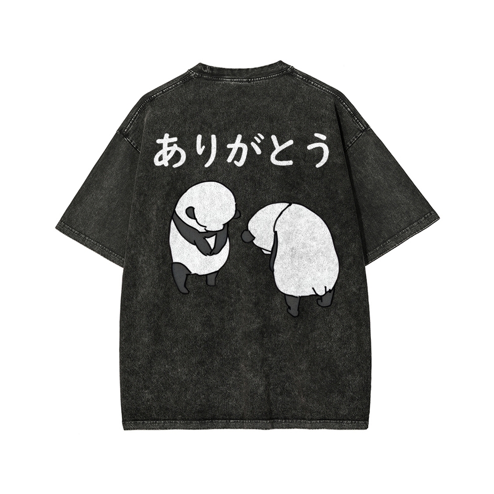 You're welcome Front And Back Printing Washed T-shirt