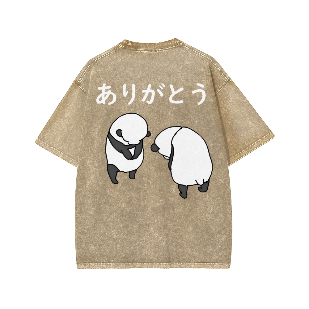 You're welcome Front And Back Printing Washed T-shirt