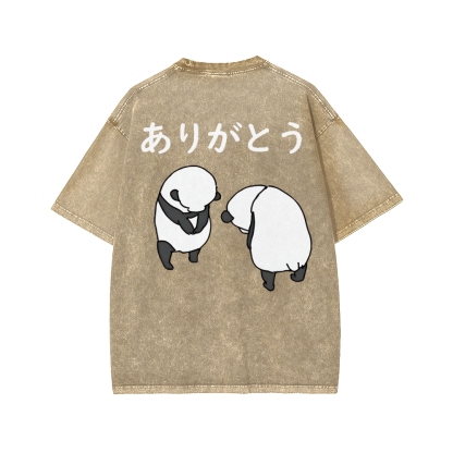 You're welcome Front And Back Printing Washed T-shirt