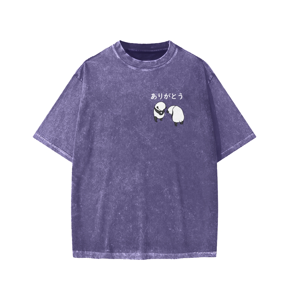 You're welcome Front And Back Printing Washed T-shirt