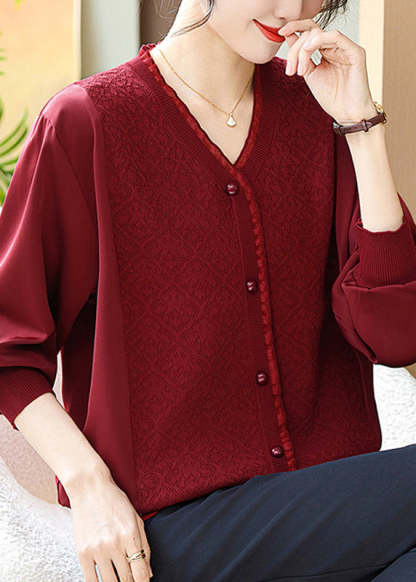 Casual Mulberry Print Patchwork Ice Silk Shirts Bracelet Sleeve