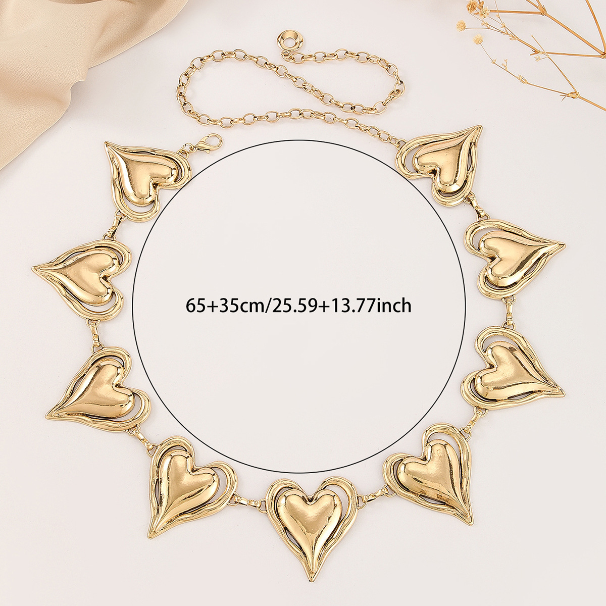Metal heart-shaped waist chain, versatile belt, waist-cinching accessory