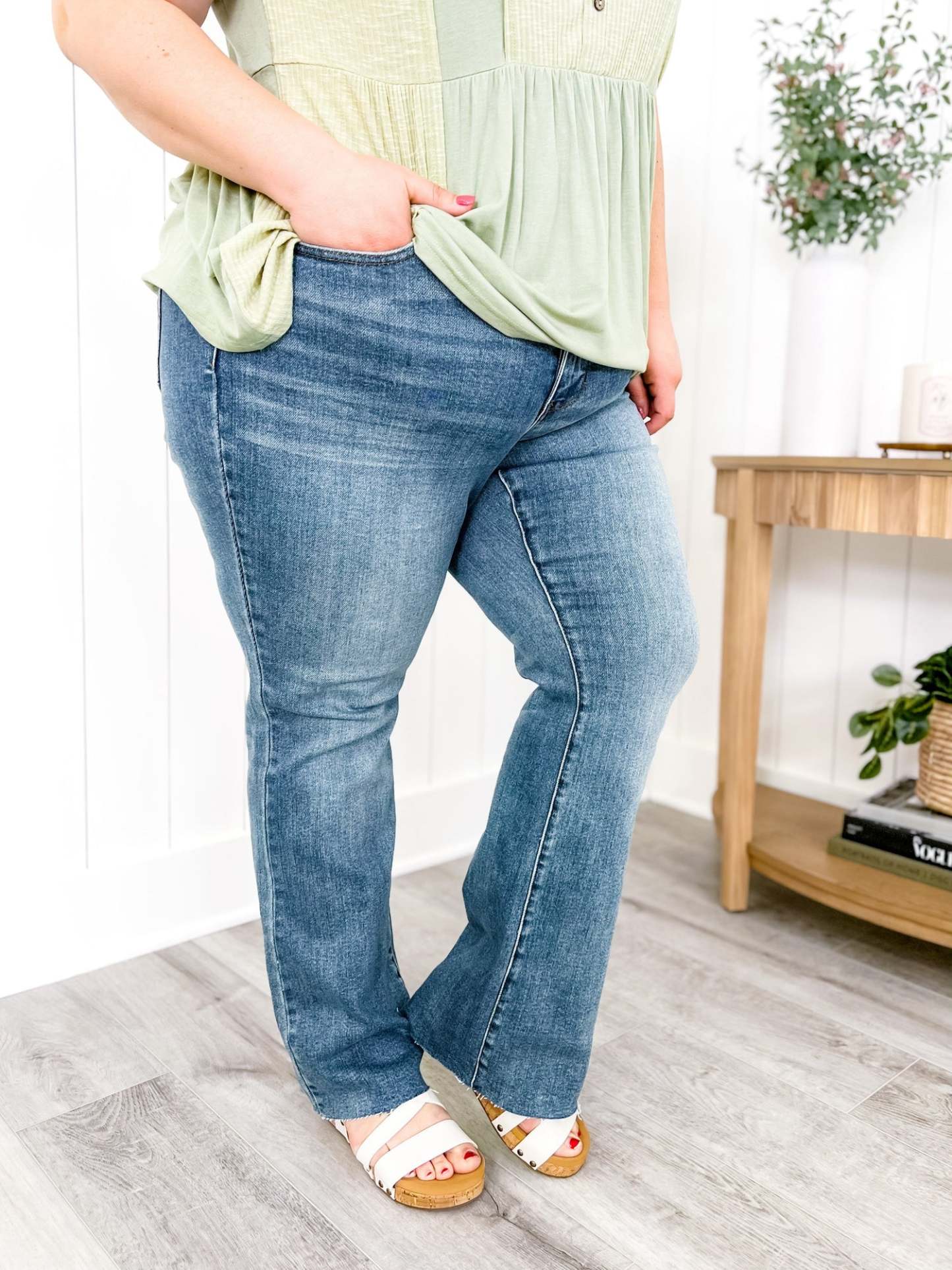 Judy Mid-Rise Tummy Tuck Bootcut Jeans (Buy 2 Free Shipping)