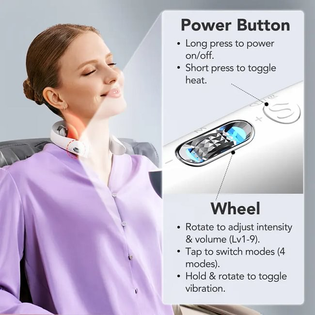 Electric Red Light Pulse Vibration Traction Neck Massager for Deep Tissue Pain Relief, Portable 4D Massager, Neck Relaxer