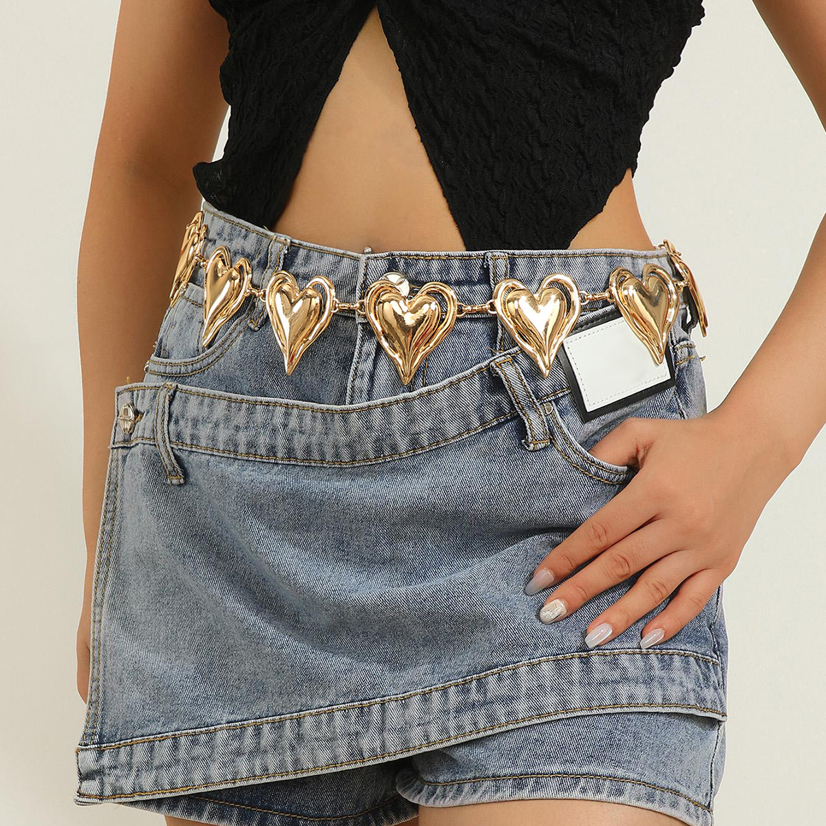 Metal heart-shaped waist chain, versatile belt, waist-cinching accessory