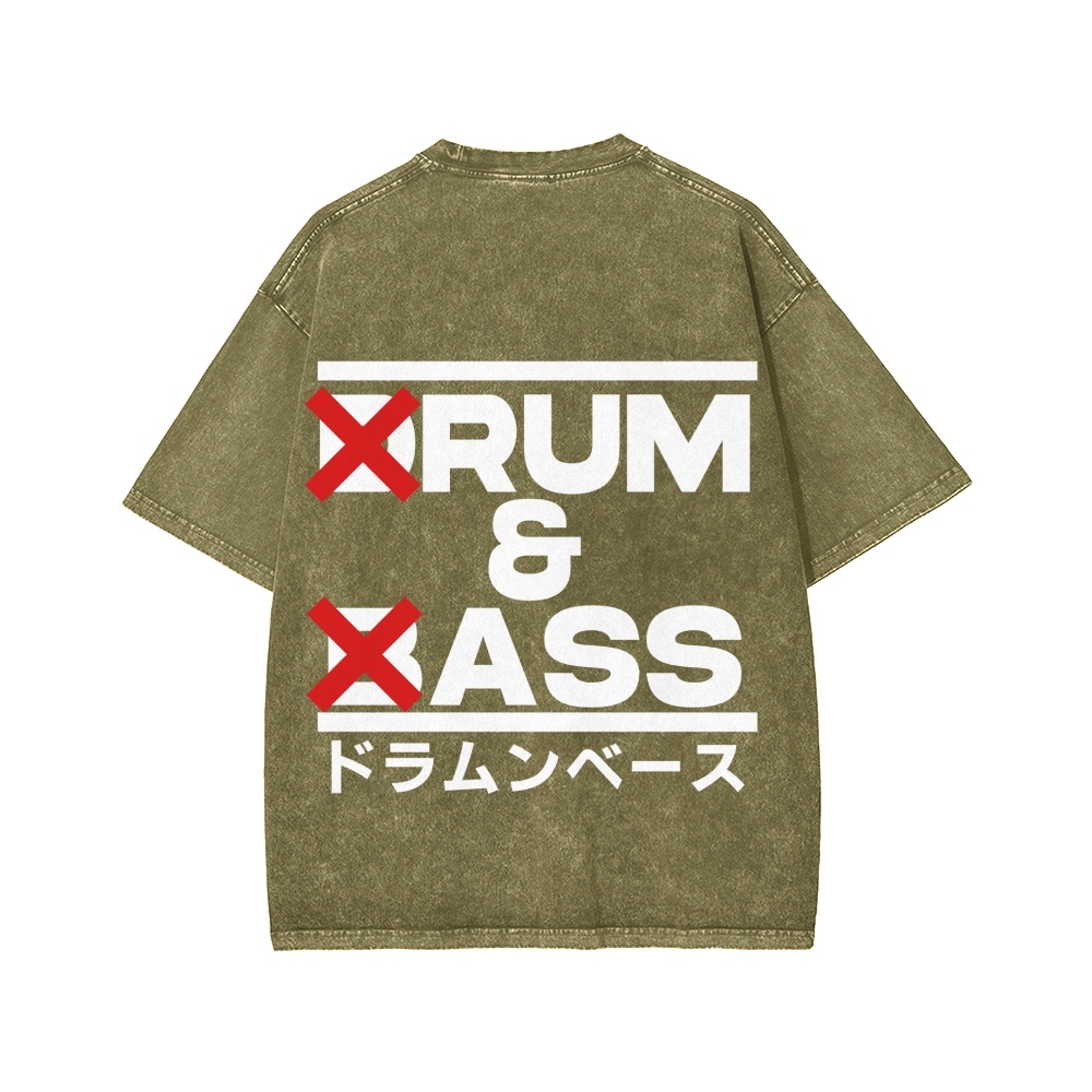 Drum & Bass Front And Back Printing  Washed T-shirt