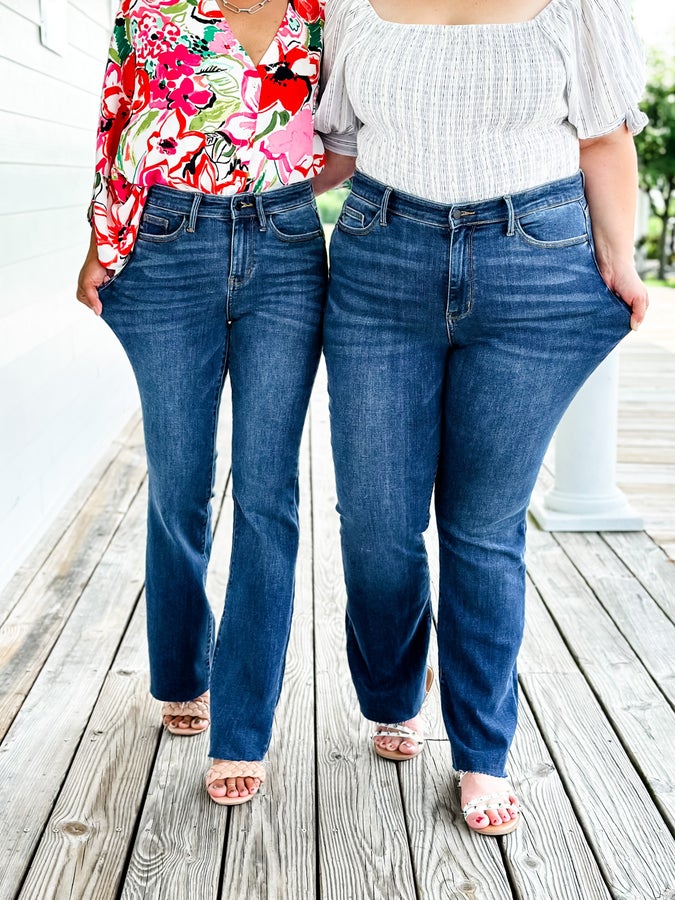 Judy Mid-Rise Tummy Tuck Bootcut Jeans (Buy 2 Free Shipping)