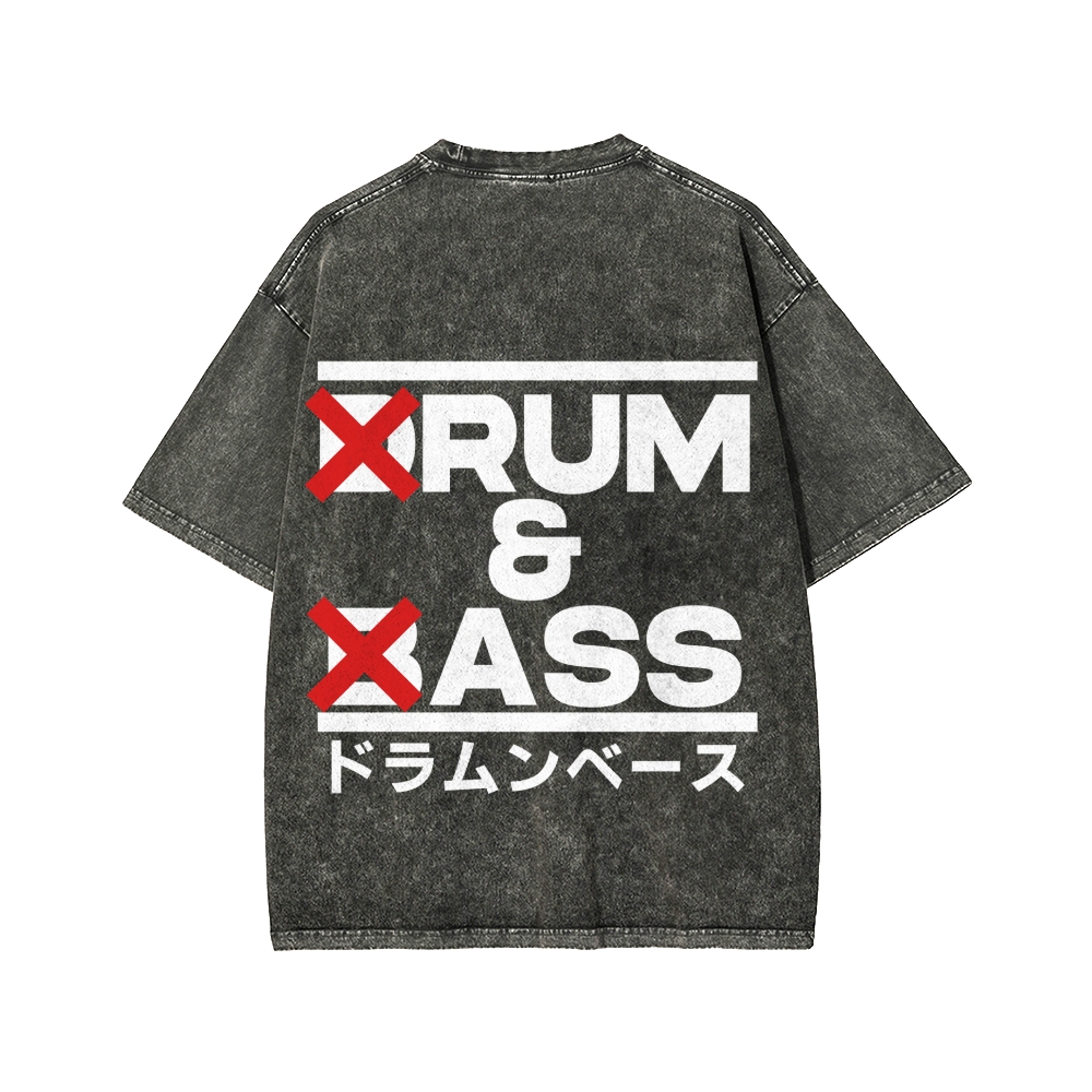 Drum & Bass Front And Back Printing  Washed T-shirt