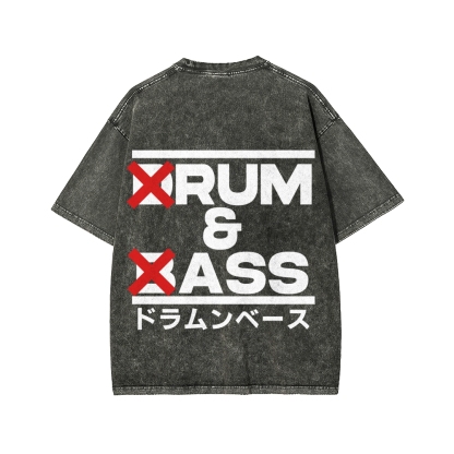 Drum & Bass Front And Back Printing  Washed T-shirt