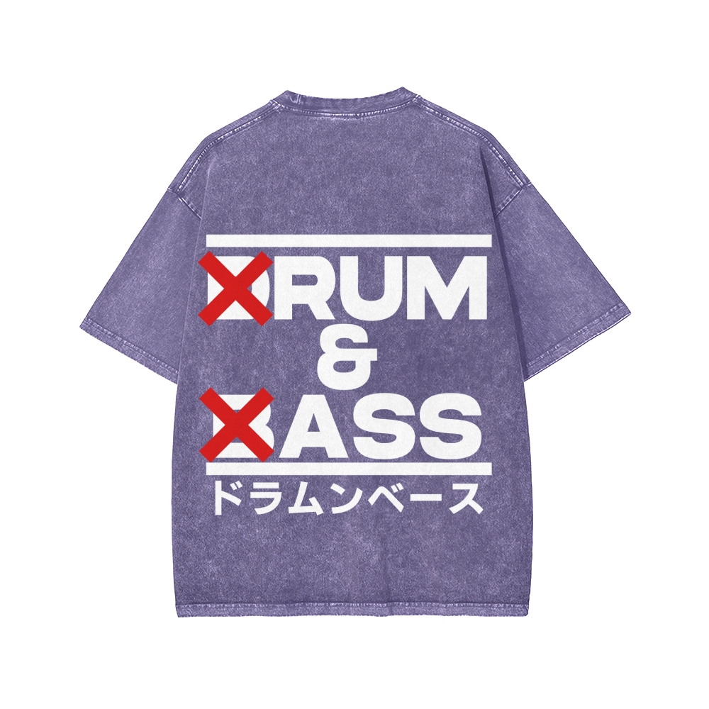 Drum & Bass Front And Back Printing  Washed T-shirt