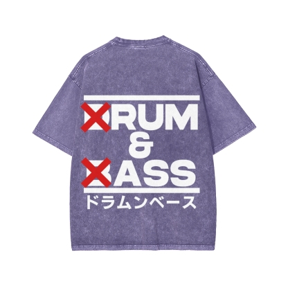 Drum & Bass Front And Back Printing  Washed T-shirt