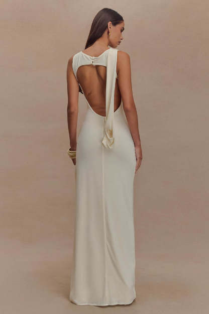 Serene Trace Backless Midi Dress