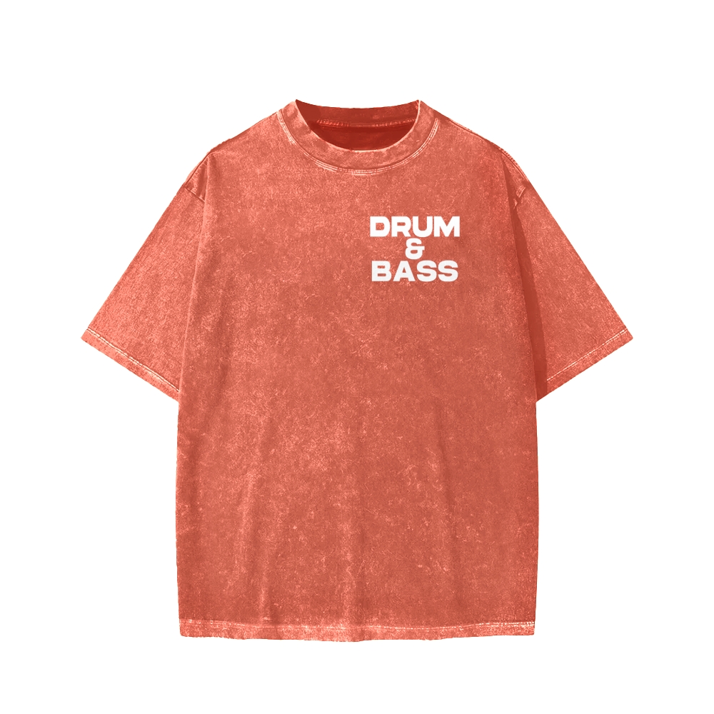 Drum & Bass Front And Back Printing  Washed T-shirt