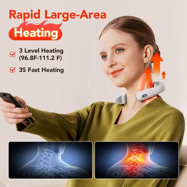 Electric Red Light Pulse Vibration Traction Neck Massager for Deep Tissue Pain Relief, Portable 4D Massager, Neck Relaxer