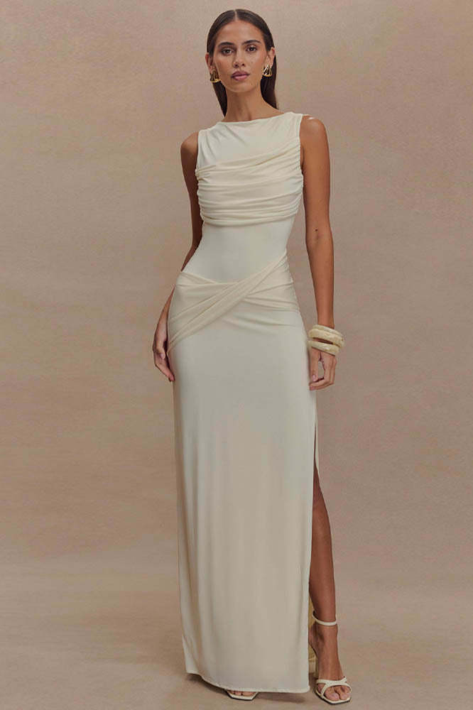 Serene Trace Backless Midi Dress