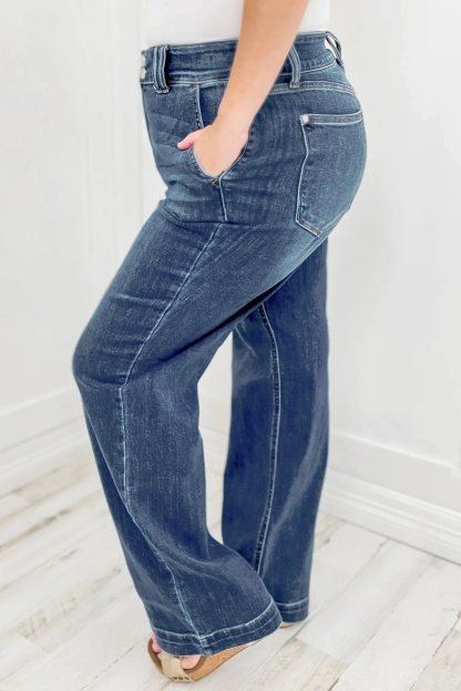 Judy Double Button Wide Leg Jeans (Buy 2 Free Shipping)