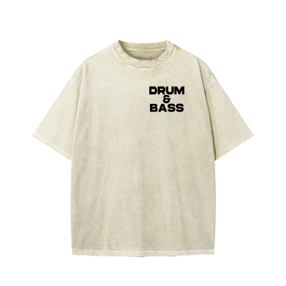 Drum & Bass Front And Back Printing  Washed T-shirt