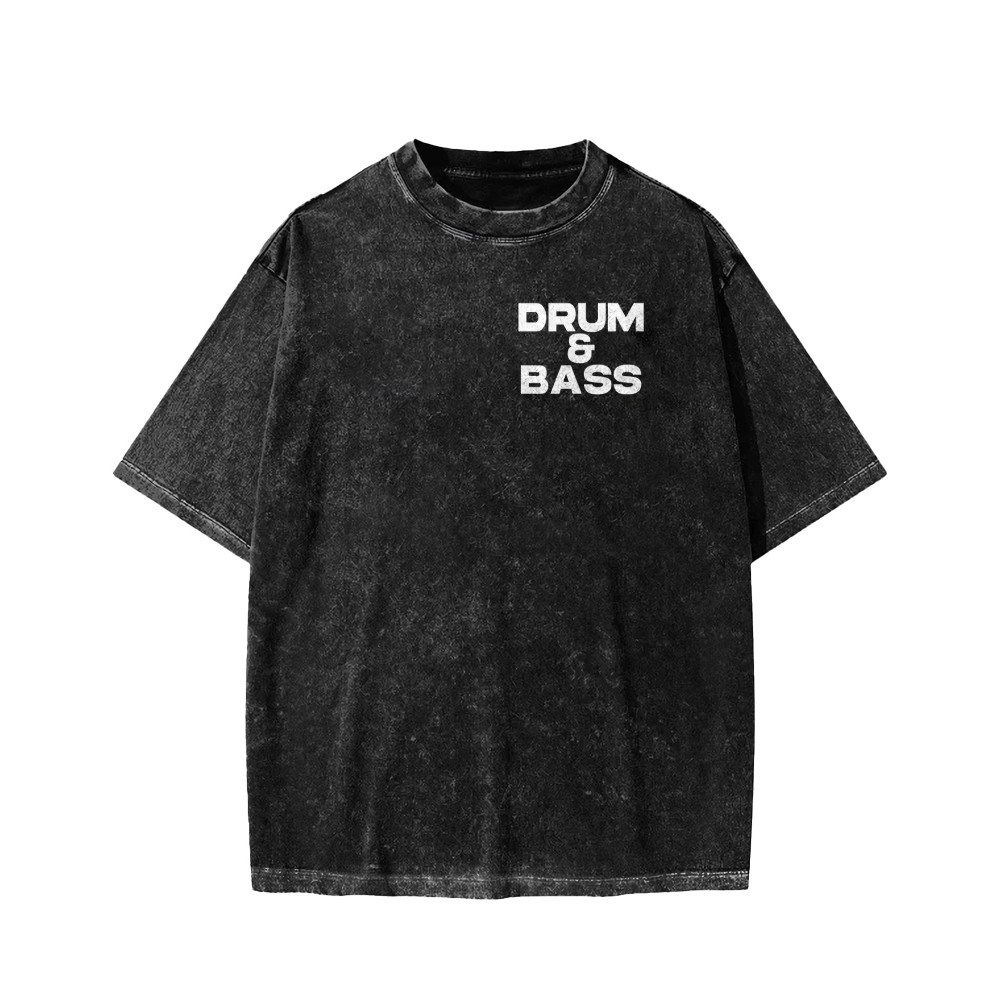 Drum & Bass Front And Back Printing  Washed T-shirt