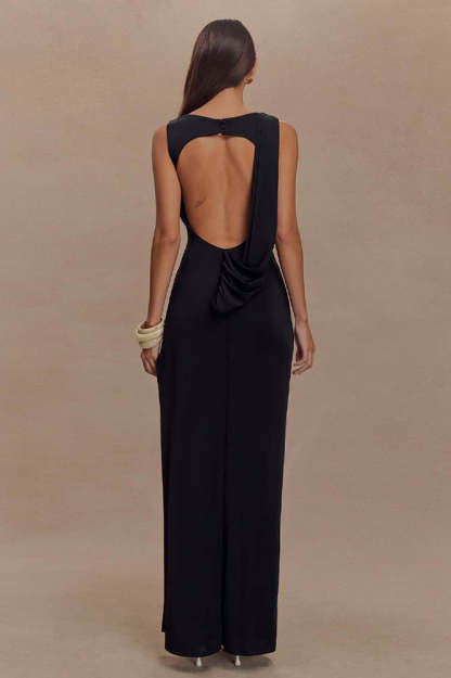 Serene Trace Backless Midi Dress