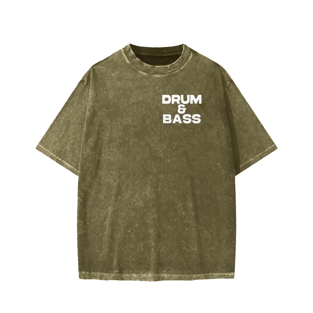 Drum & Bass Front And Back Printing  Washed T-shirt