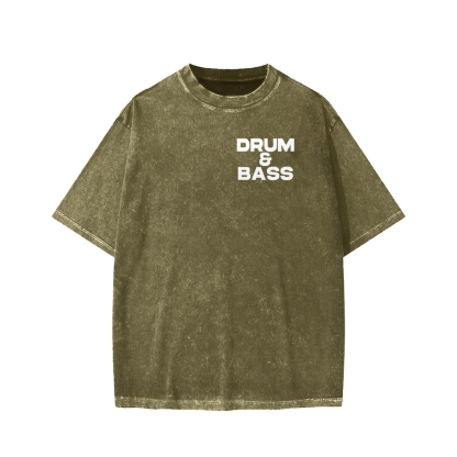 Drum & Bass Front And Back Printing  Washed T-shirt