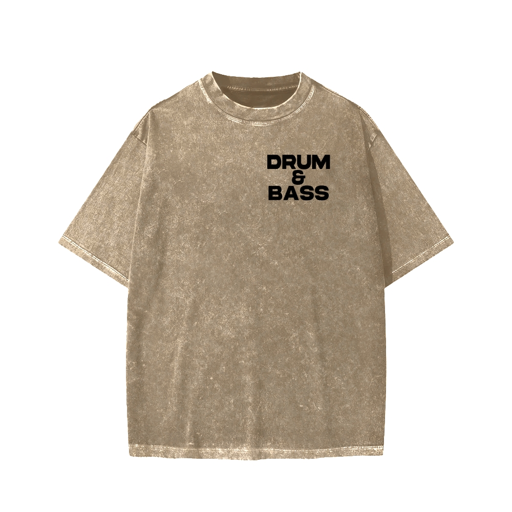 Drum & Bass Front And Back Printing  Washed T-shirt