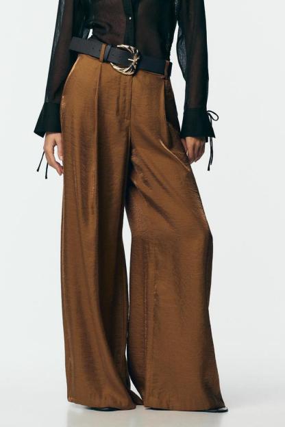 Leopard Pattern Bodysuit & Satin Wide Leg Pants