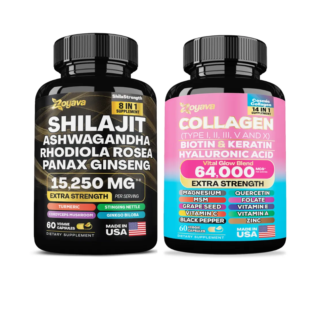 Zoyava™ Shilajit Power ShilaStrength Blend - 15,250MG & Cosmic Collagen Beauty Complex 64,000MCG