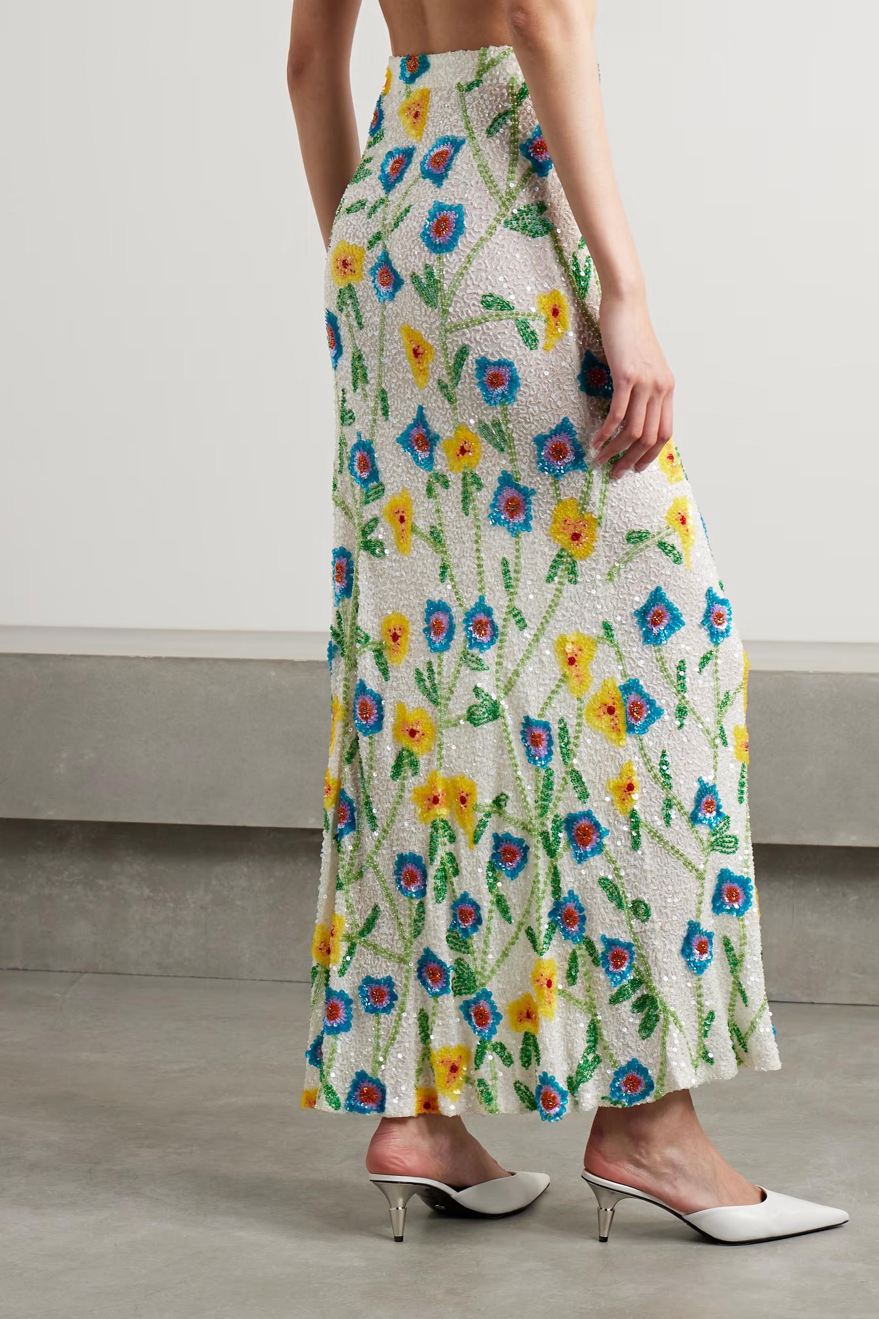 Flower Sequin Maxi Skirt