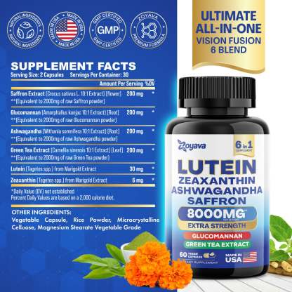 Zoyava™ SightShield Advanced Lutein and Zeaxanthin Supplements - 8000 MG Power Blend
