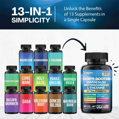 Zoyava™ Ultimate Corti-Soothe Balance: Stress Relief, Calm, and Cognitive Boost - 60 Caps