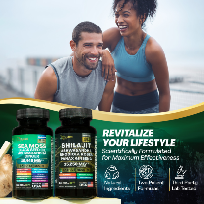 Dynamic Vitality Boost Duo: Sea Moss & Shilajit