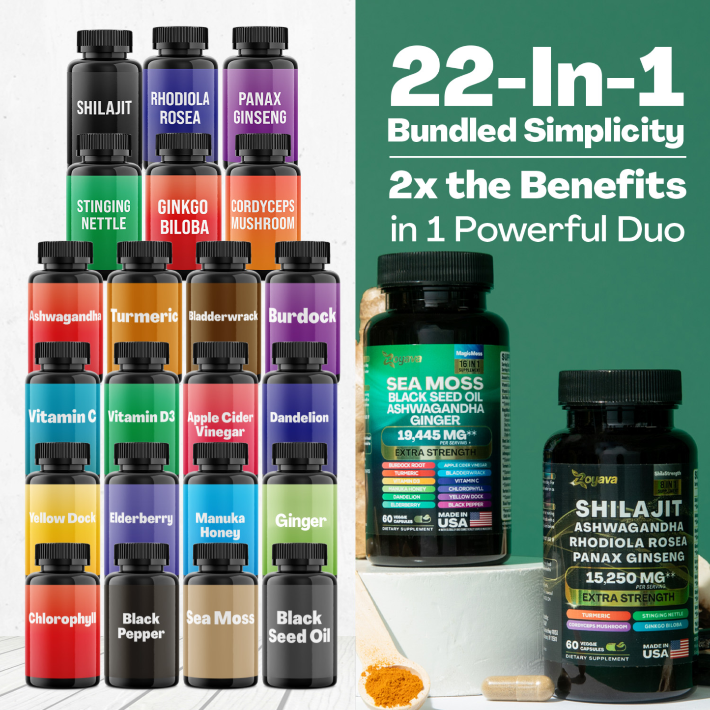 Dynamic Vitality Boost Duo: Sea Moss & Shilajit