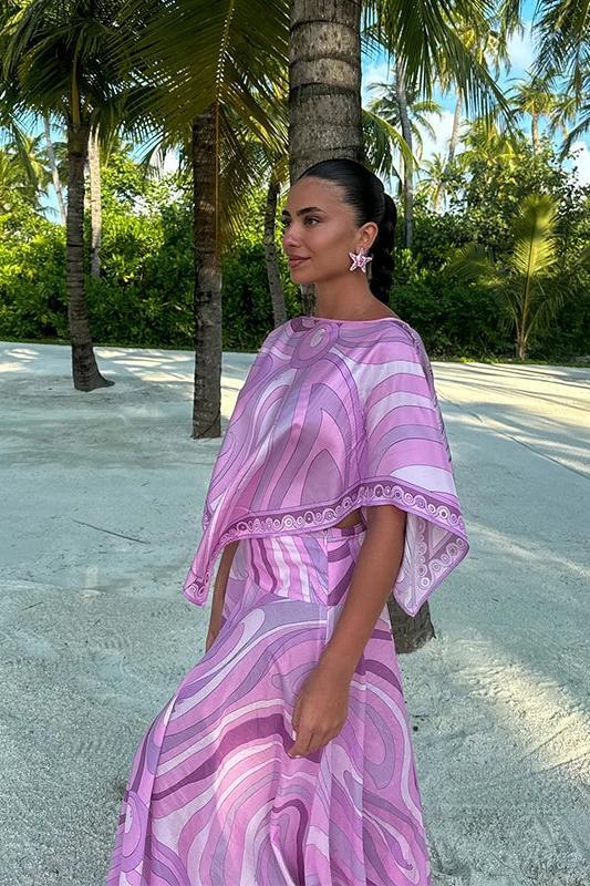 Lavender Print Skirt Set