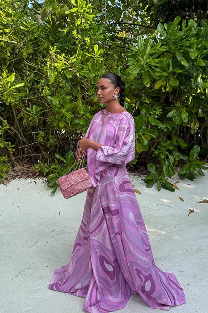 Lavender Print Skirt Set