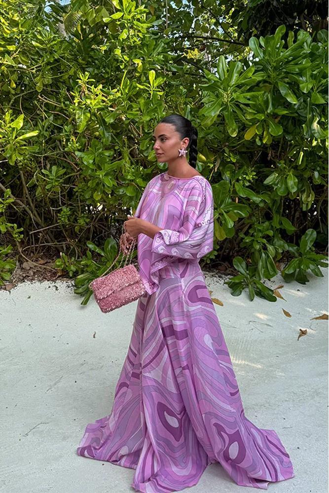 Lavender Print Skirt Set