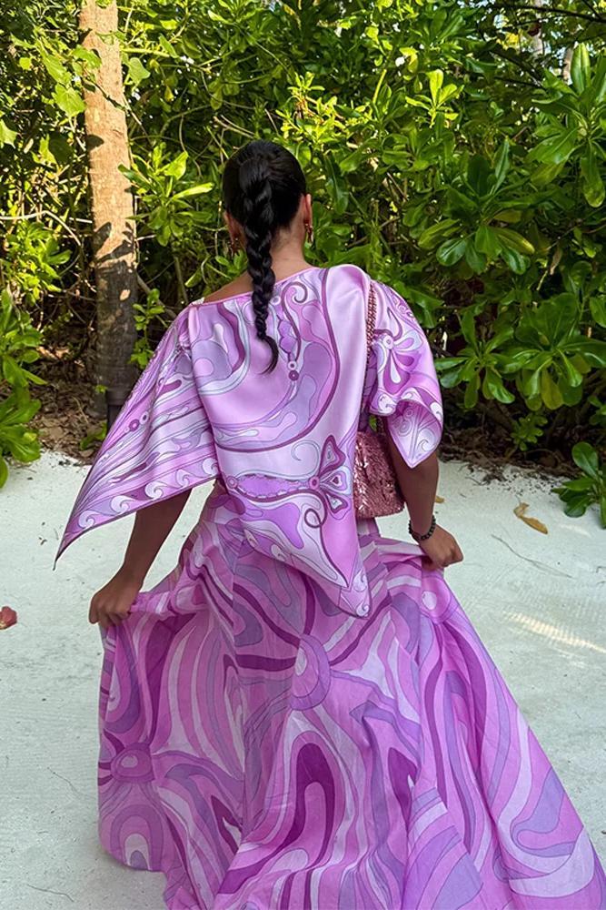 Lavender Print Skirt Set