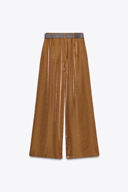 Leopard Pattern Bodysuit & Satin Wide Leg Pants