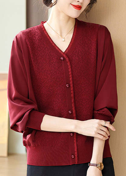 Casual Mulberry Print Patchwork Ice Silk Shirts Bracelet Sleeve