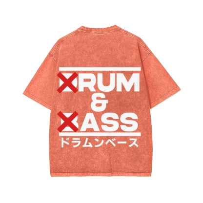 Drum & Bass Front And Back Printing  Washed T-shirt