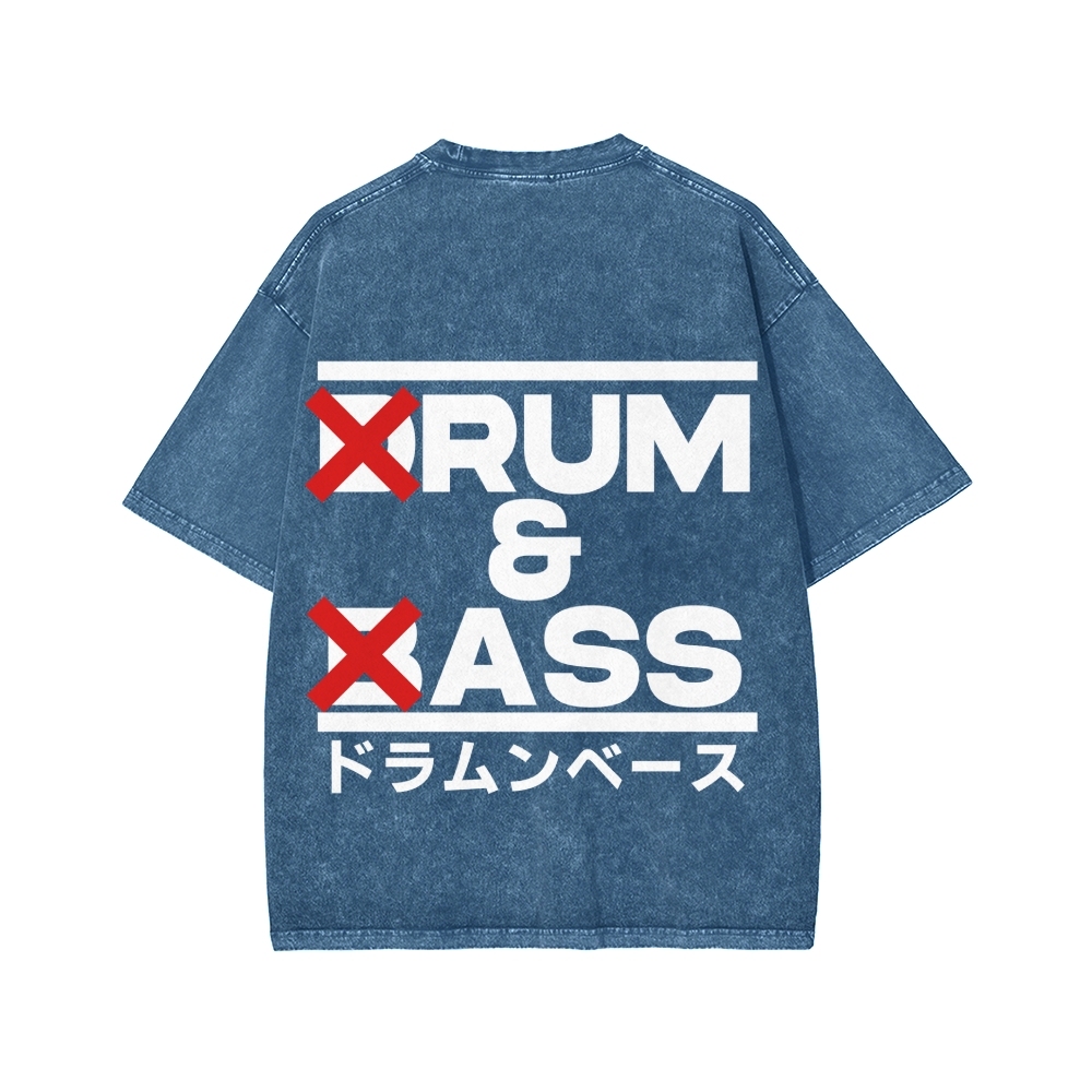 Drum & Bass Front And Back Printing  Washed T-shirt