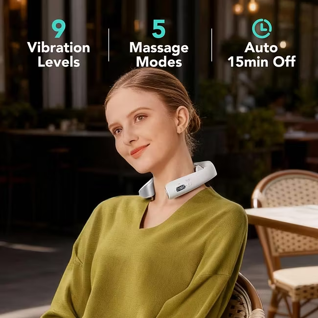 Electric Red Light Pulse Vibration Traction Neck Massager for Deep Tissue Pain Relief, Portable 4D Massager, Neck Relaxer